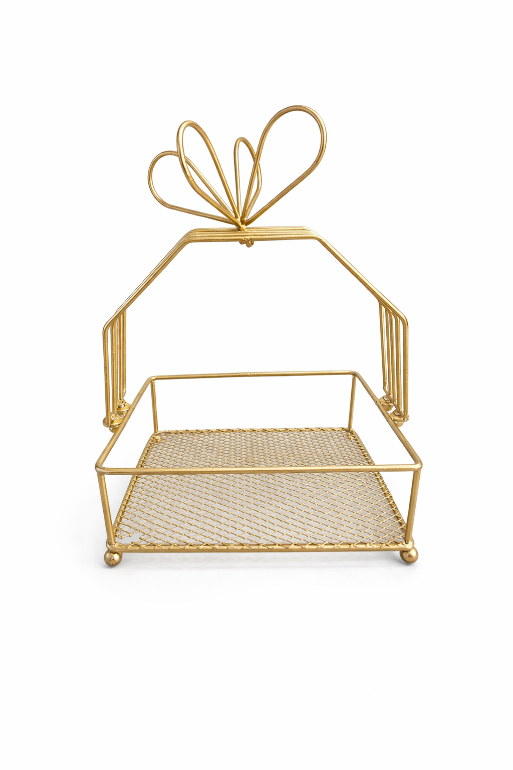 Golden Bow‑Top Metal Gift Stand – Premium Display & Hamper Base