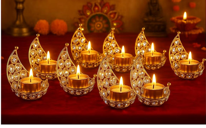 Crystal-Studded Tealight Holder