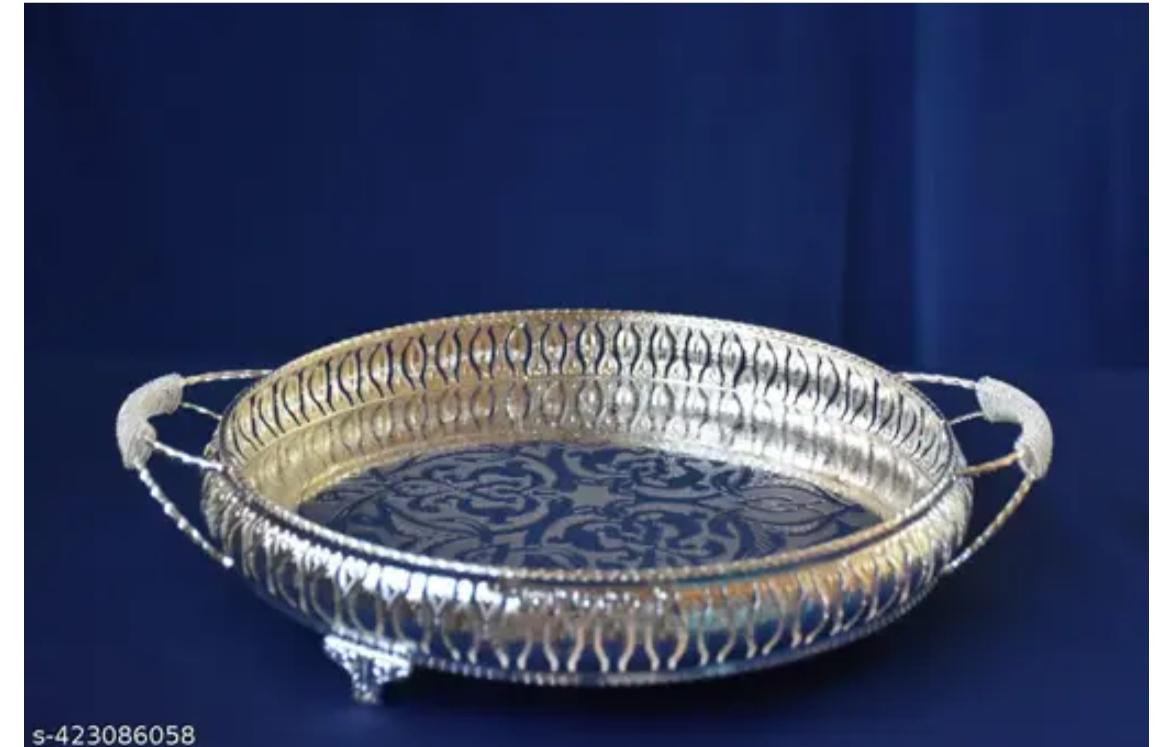 Premium Silver-Plated Round Serving Tray with Handles 10"