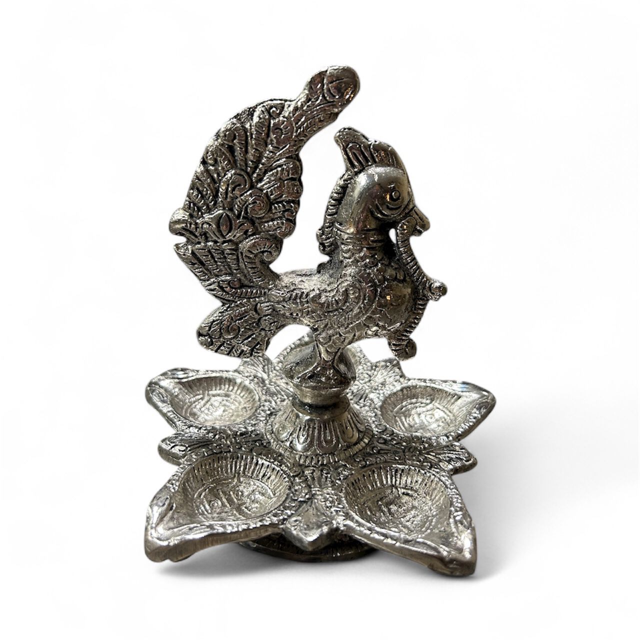 Silver Peacock Diya – A Symbol of Beauty and Divine Light