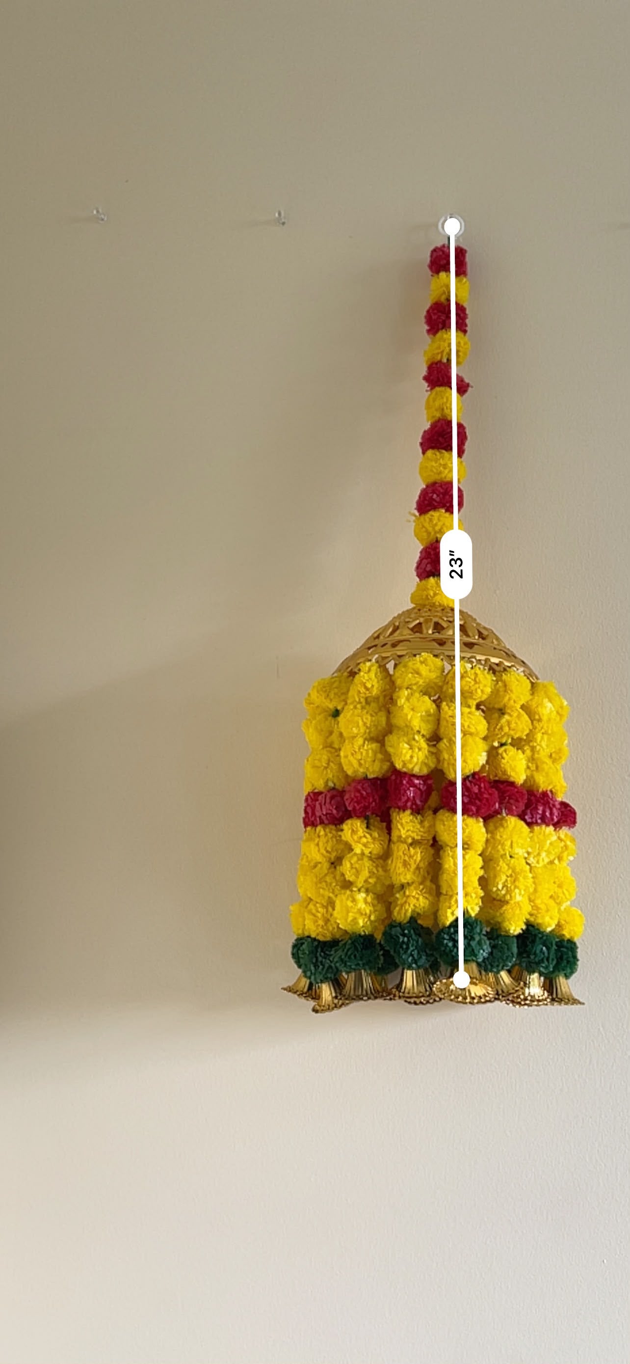 Marigold Floral Jhumar Hanging with Golden Dome – Handcrafted Festive Décor