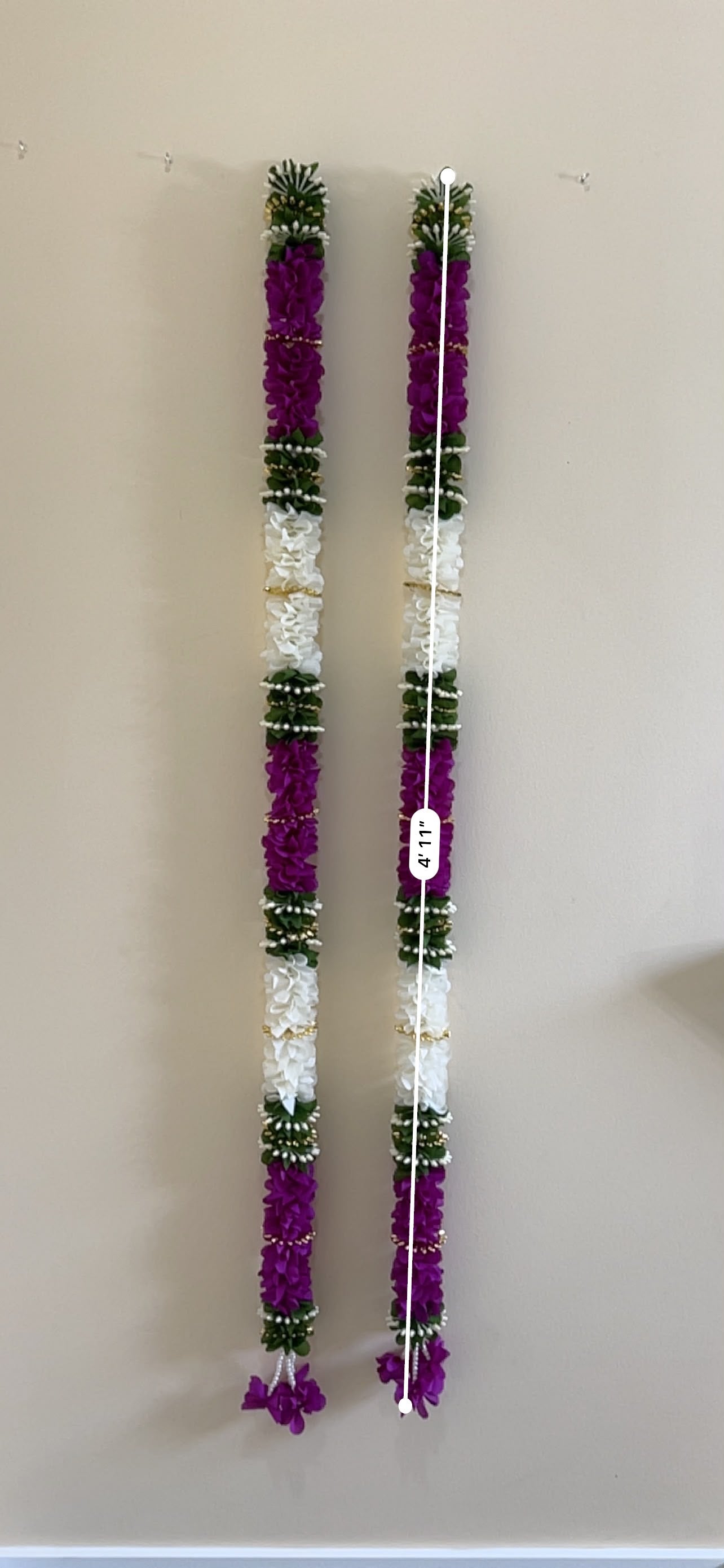 Purple & White Artificial Flower Garland – Pack of 2