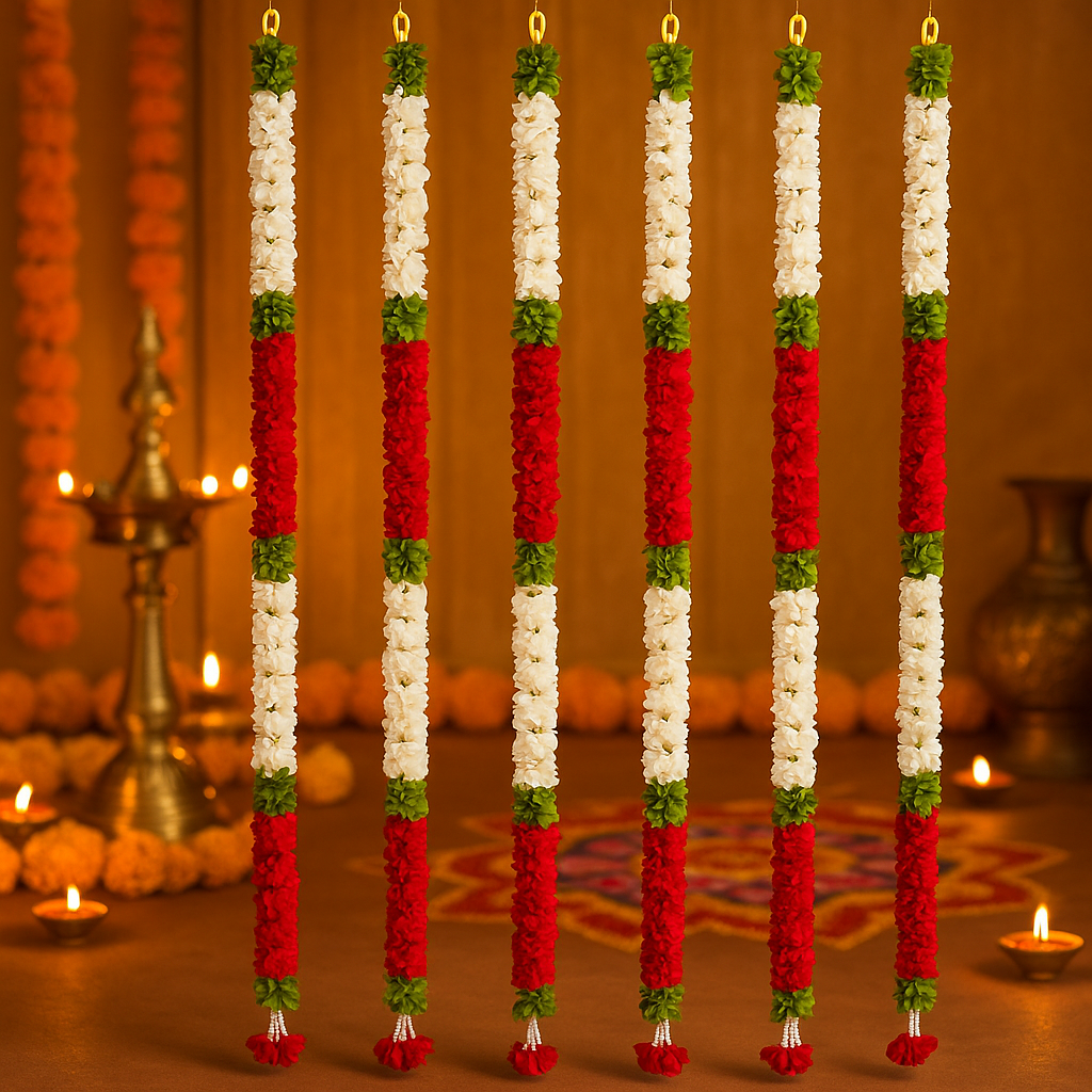 Red & White Artificial Flower Garland - Catalog Image 6