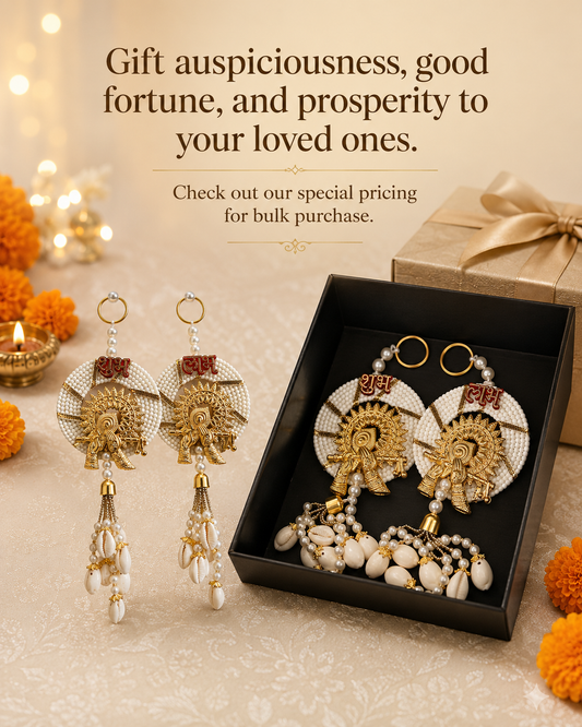 Shubh Labh Krishna Pearl & Cowrie Shell Door Hanging – Pair
