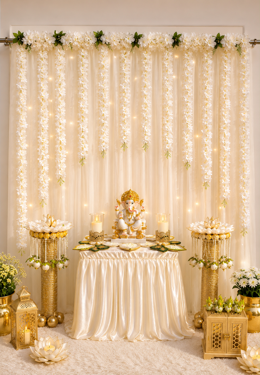 White Blossom Vine Garland – Pack of 5