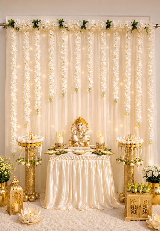 White Blossom Vine Garland – Pack of 5