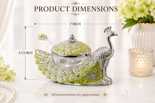 Peacock Enamel Dry Fruit Bowl with Spoon - Green | Diwali | Housewarming | party | Varalakshmi | Navratri| Christmas