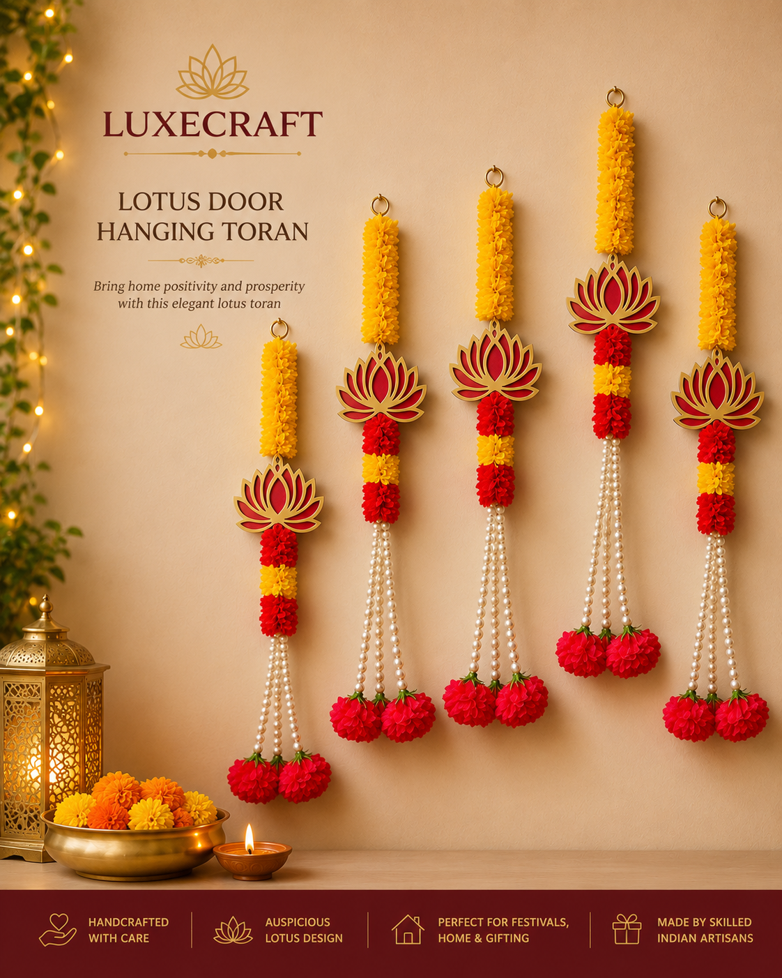 Lotus Marigold Hanging Toran