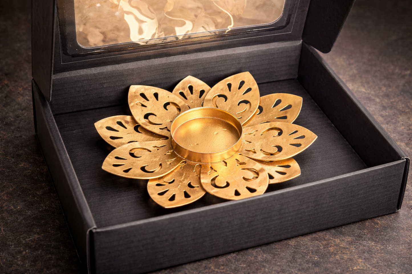 Floral Metal Tealight Holder 5"