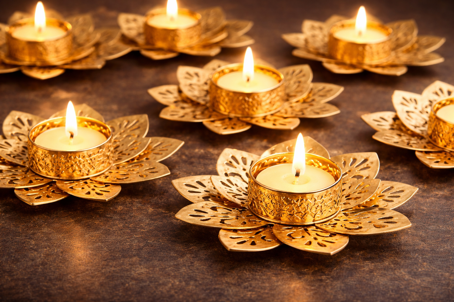 Floral Metal Tealight Holder 5"