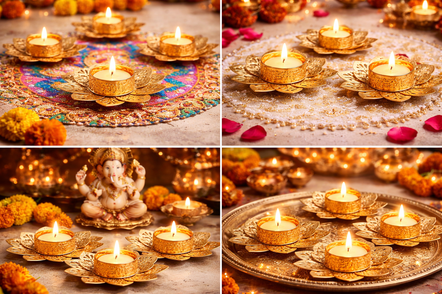 Floral Metal Tealight Holder 5"