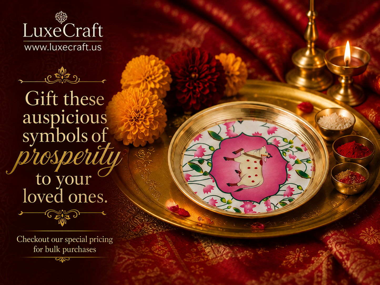 Brass Pichwai Kamdhenu Pooja Plate
