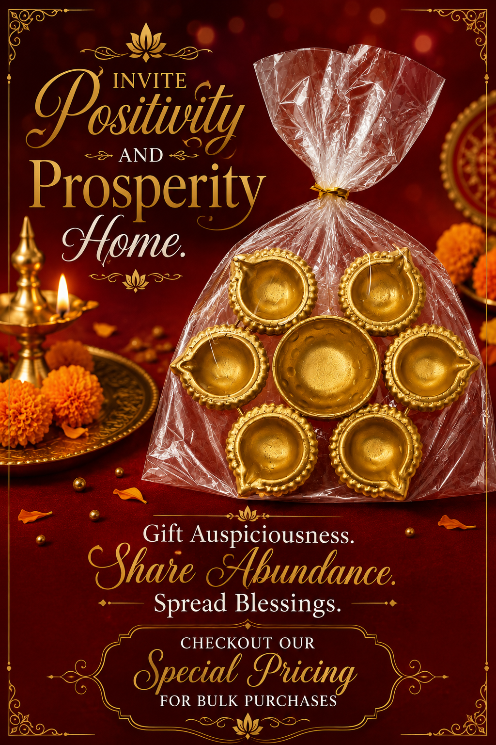 Elegant 7" Brass Urli with Diya