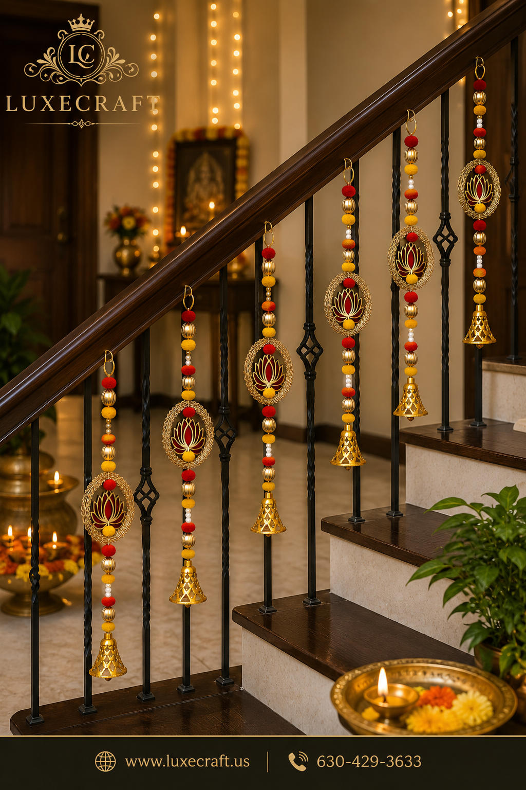 Lotus Ring & Golden Bell Hanging (priced per hanging)