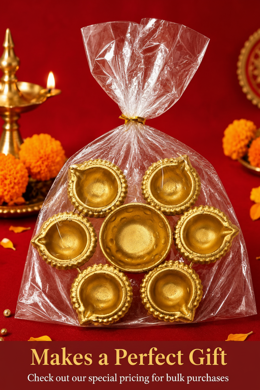 Elegant 7" Brass Urli with Diya