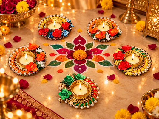 Vibrant Flowers Candle Holders