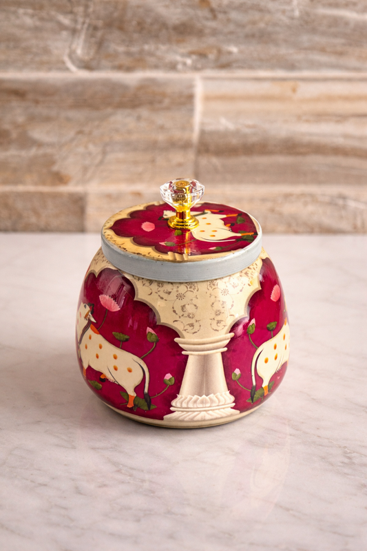 Pichwai Art Jar – Where Tradition Meets Timeless Elegance