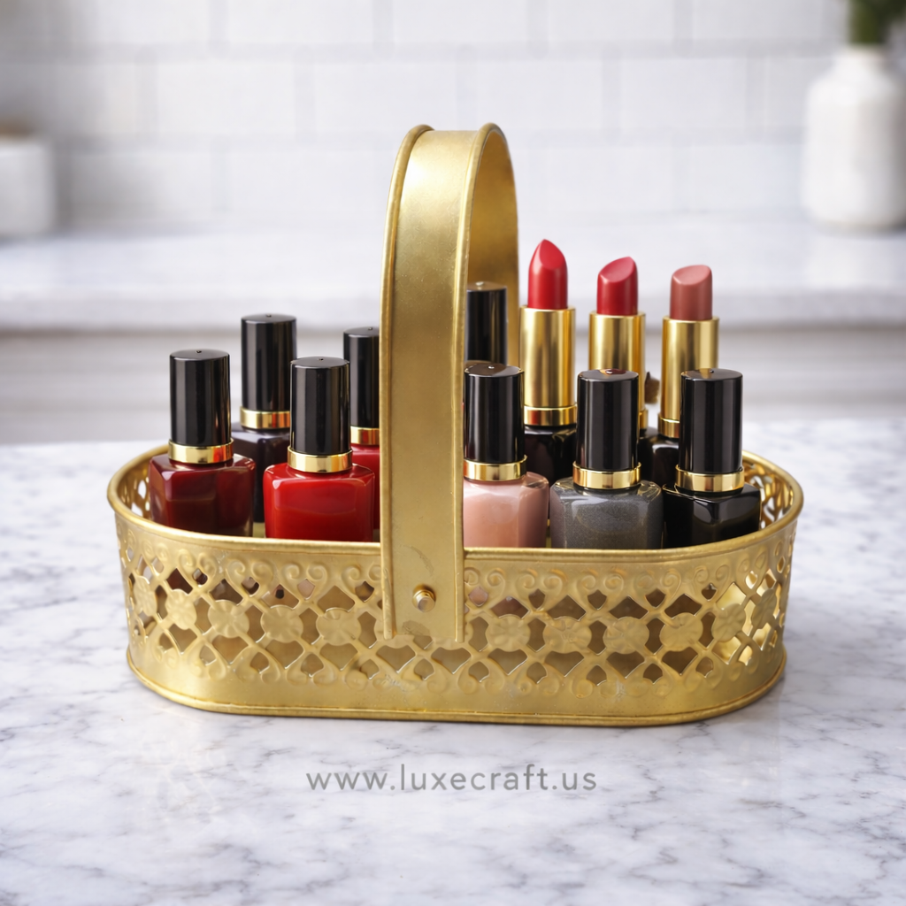 Golden Decorative Metal Basket 10" – Minimal Elegance, Timeless Charm