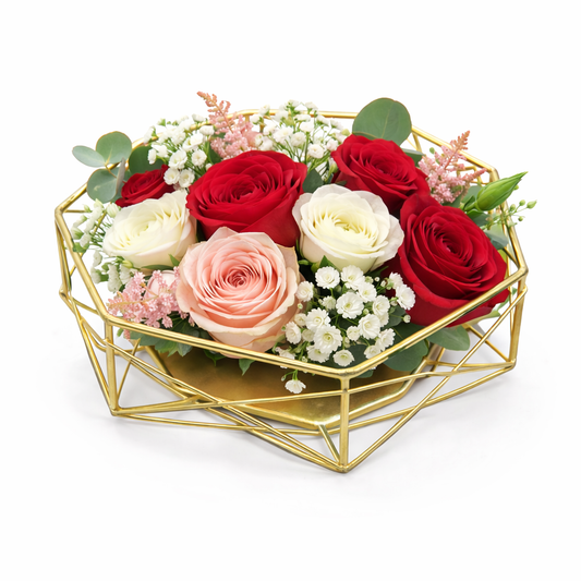 Geometric Gold Metal Basket – Modern Premium Hamper & Décor Base