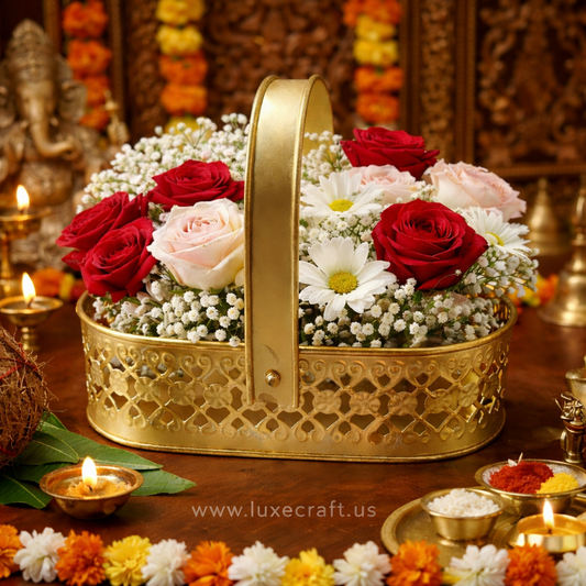 Golden Decorative Metal Basket 10" – Minimal Elegance, Timeless Charm