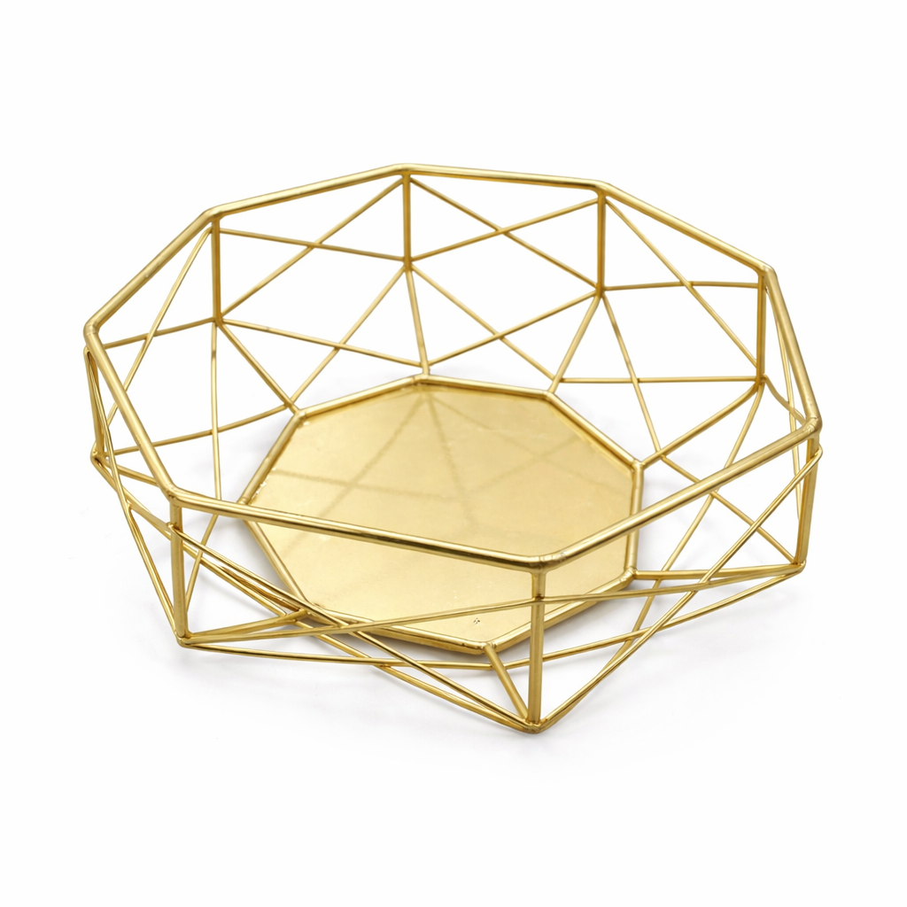 Geometric Gold Metal Basket – Modern Premium Hamper & Décor Base