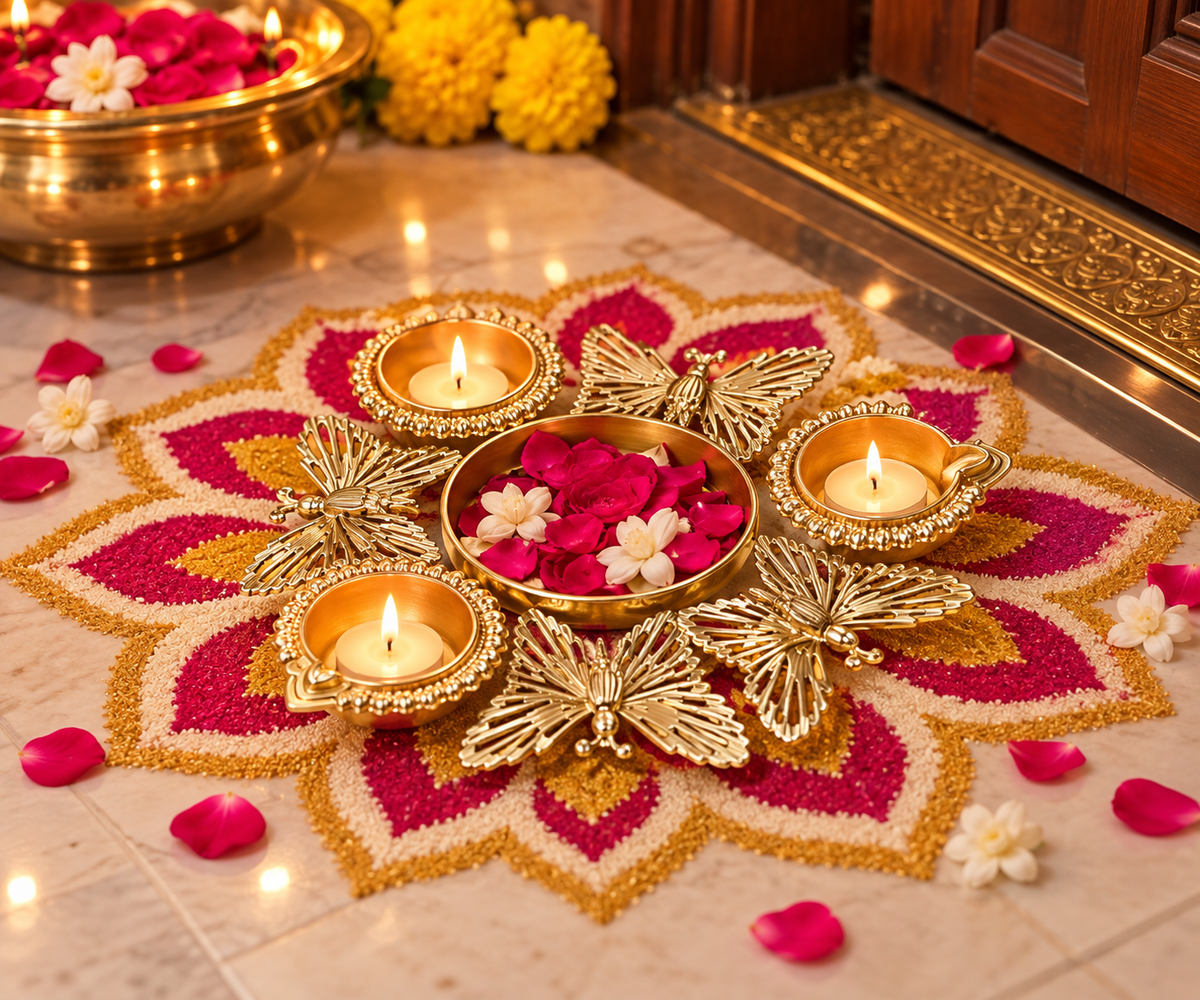 Butterfly Urli Diya Platter