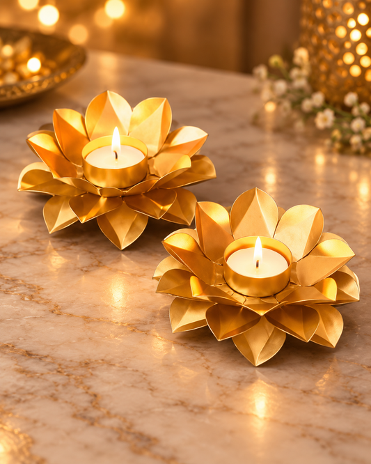 Gold Lotus Petal Tealight Holder