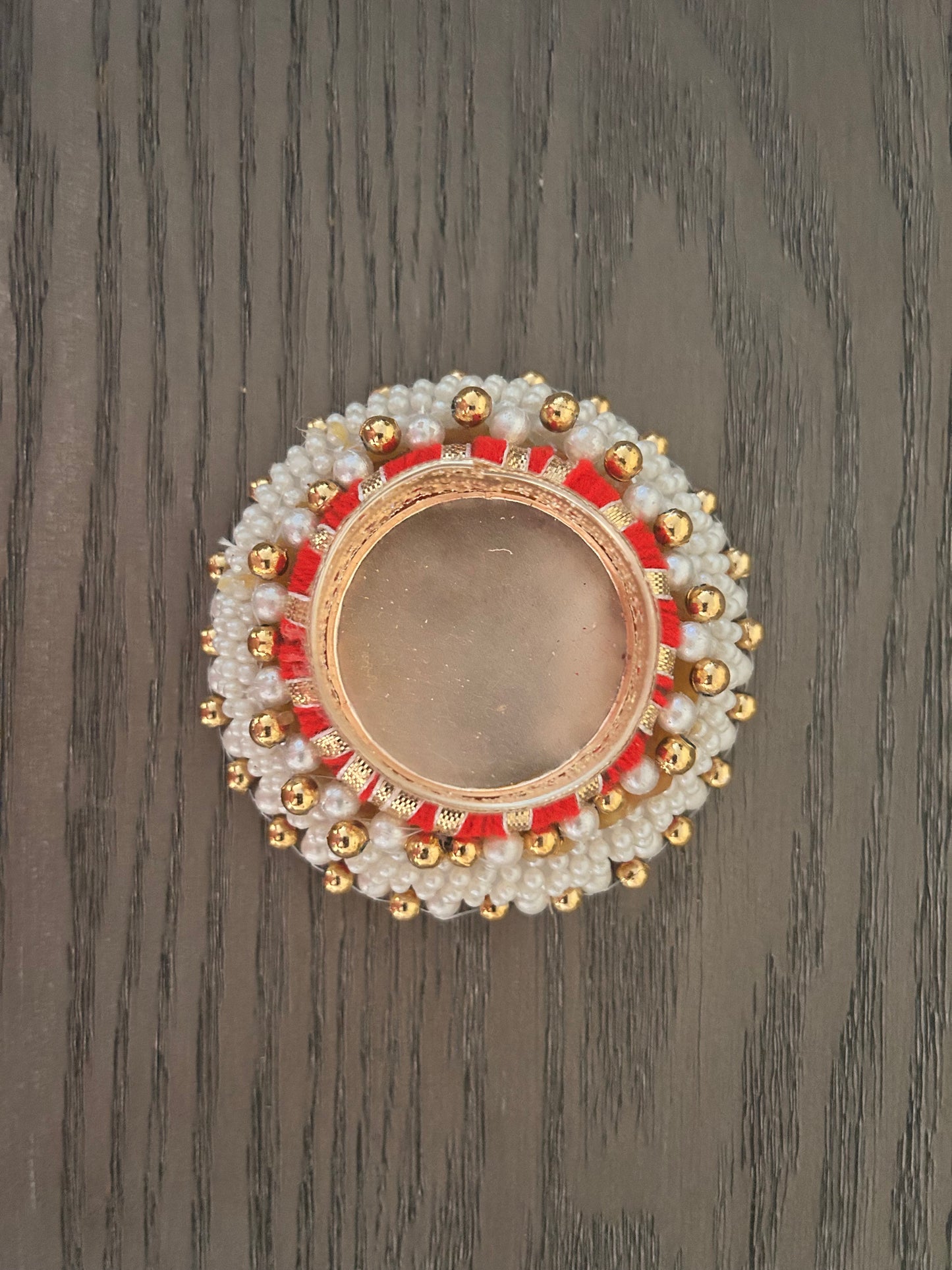 Red Thread & Pearl Beaded Tealight Holder (Set of 5)