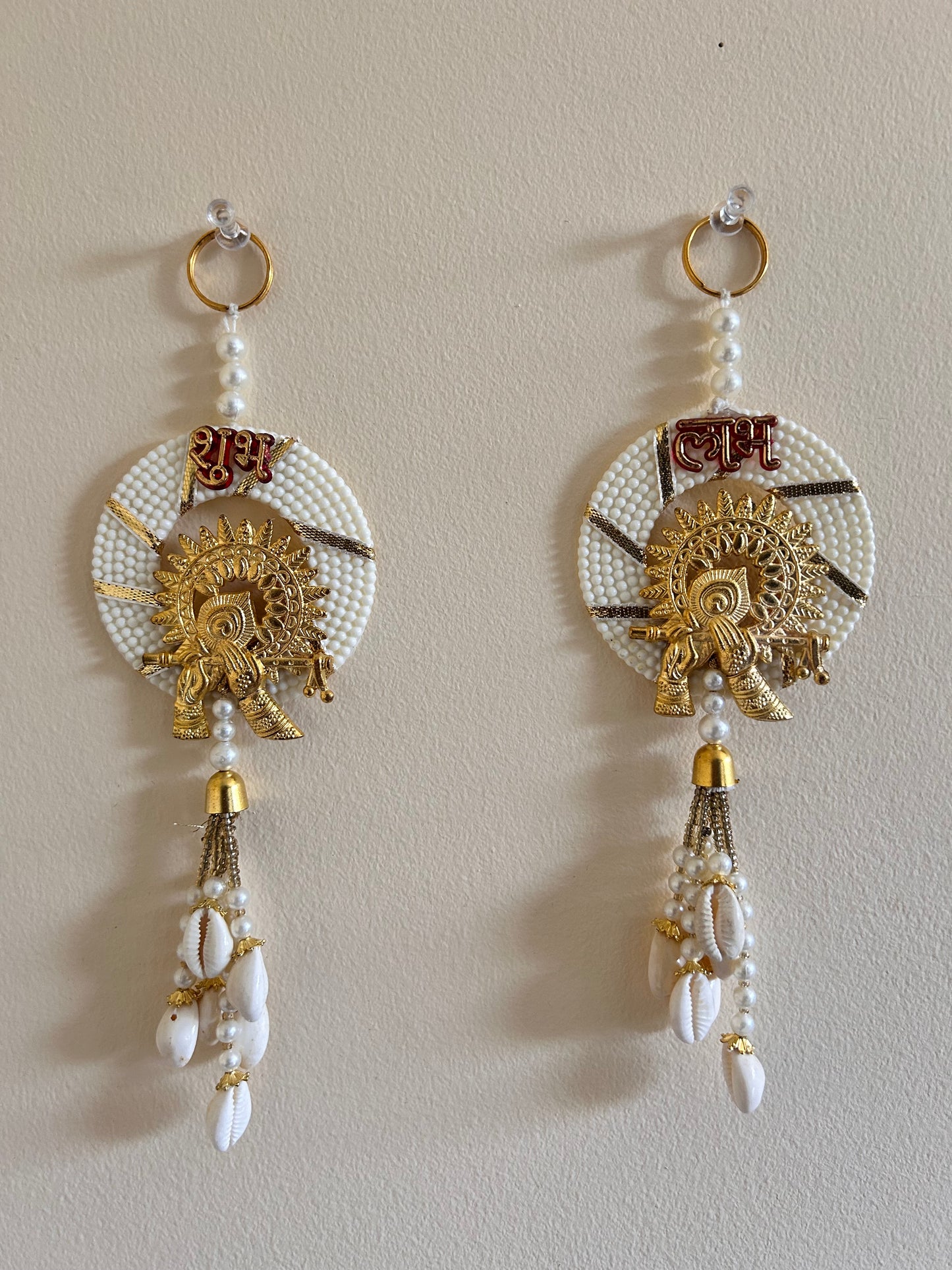 Shubh Labh Krishna Pearl & Cowrie Shell Door Hanging – Pair