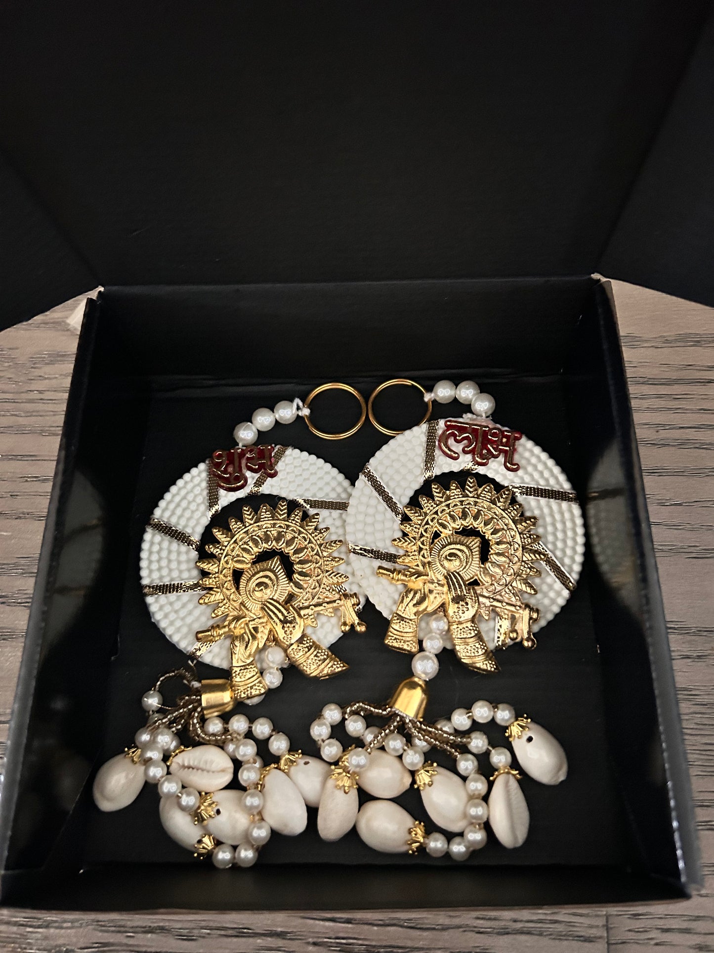 Shubh Labh Krishna Pearl & Cowrie Shell Door Hanging – Pair