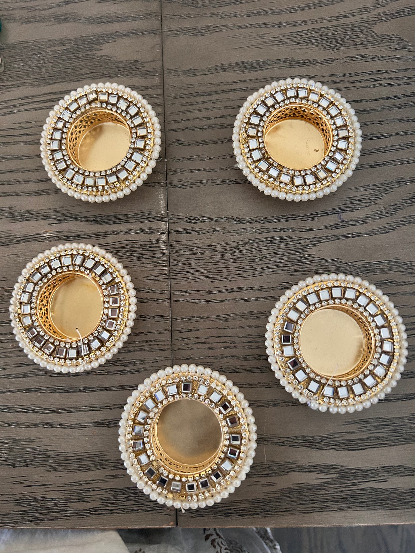 Kundan Mirror & Pearl Tealight Holder