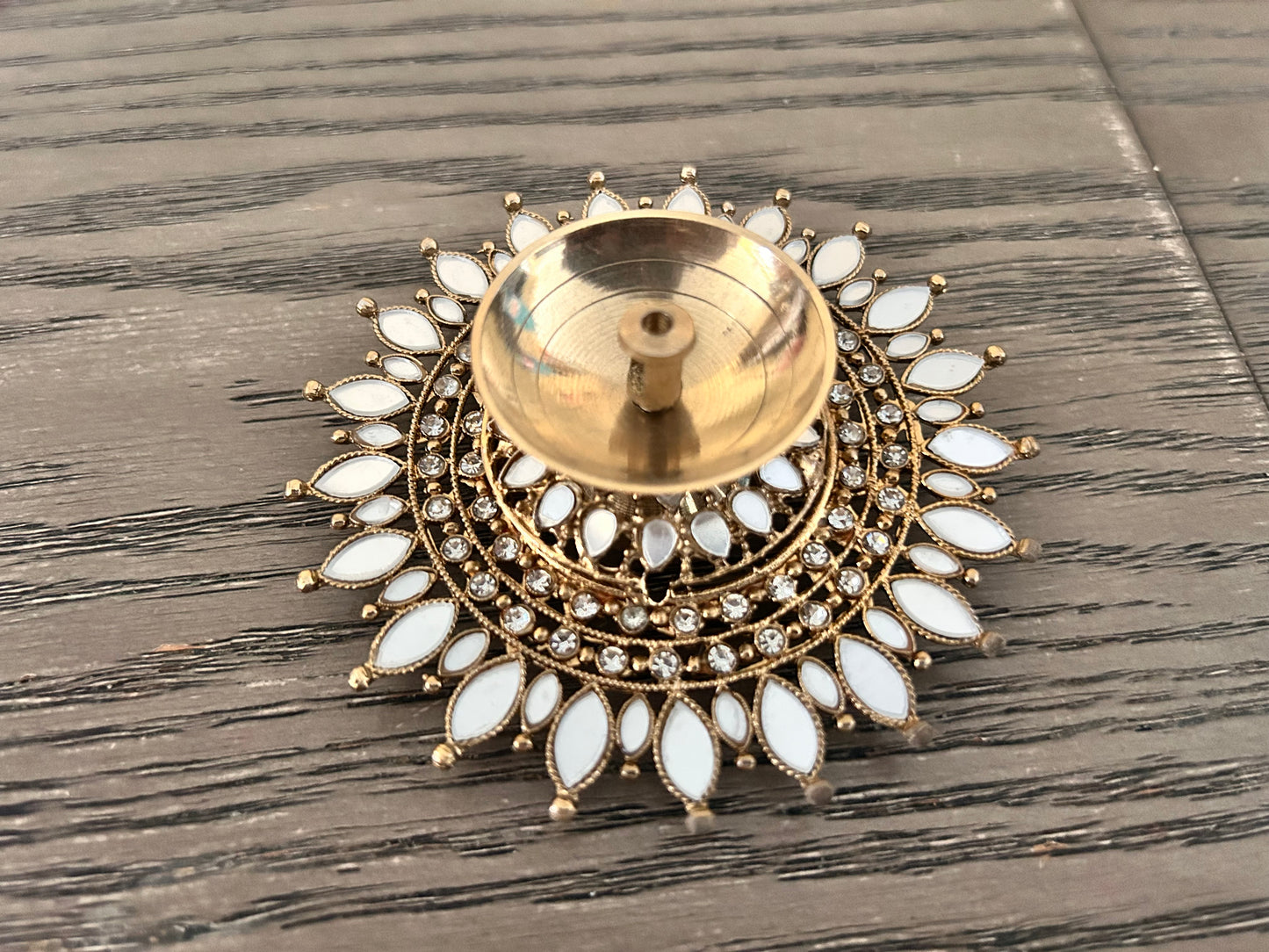 Kundan Mirror Sunburst Diya – Pair