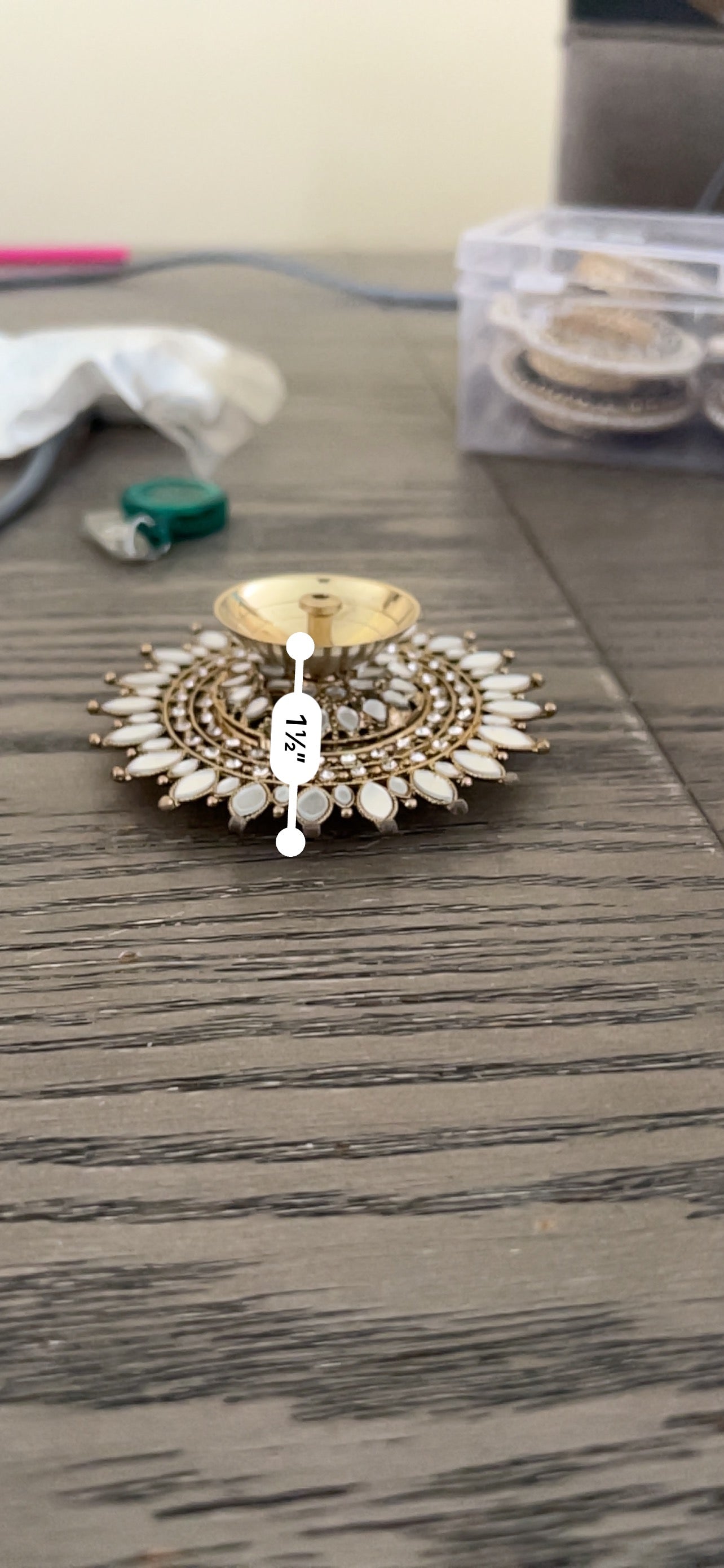 Kundan Mirror Sunburst Diya – Pair
