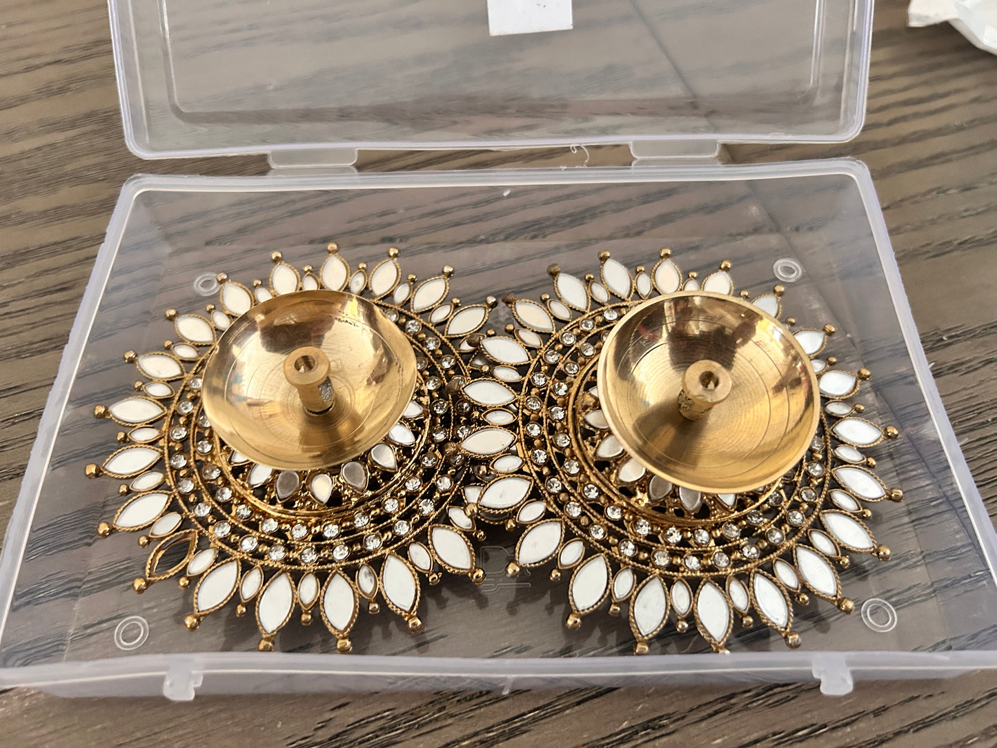 Kundan Mirror Sunburst Diya – Pair