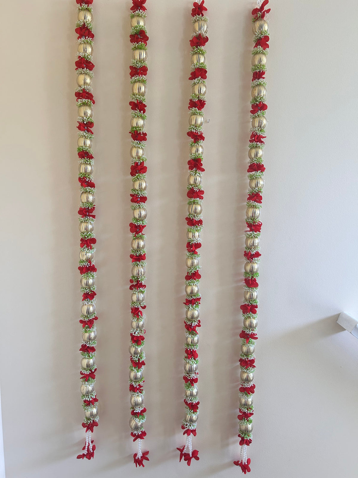 Golden Big Bead Floral Hanging Garland – Pack of 10