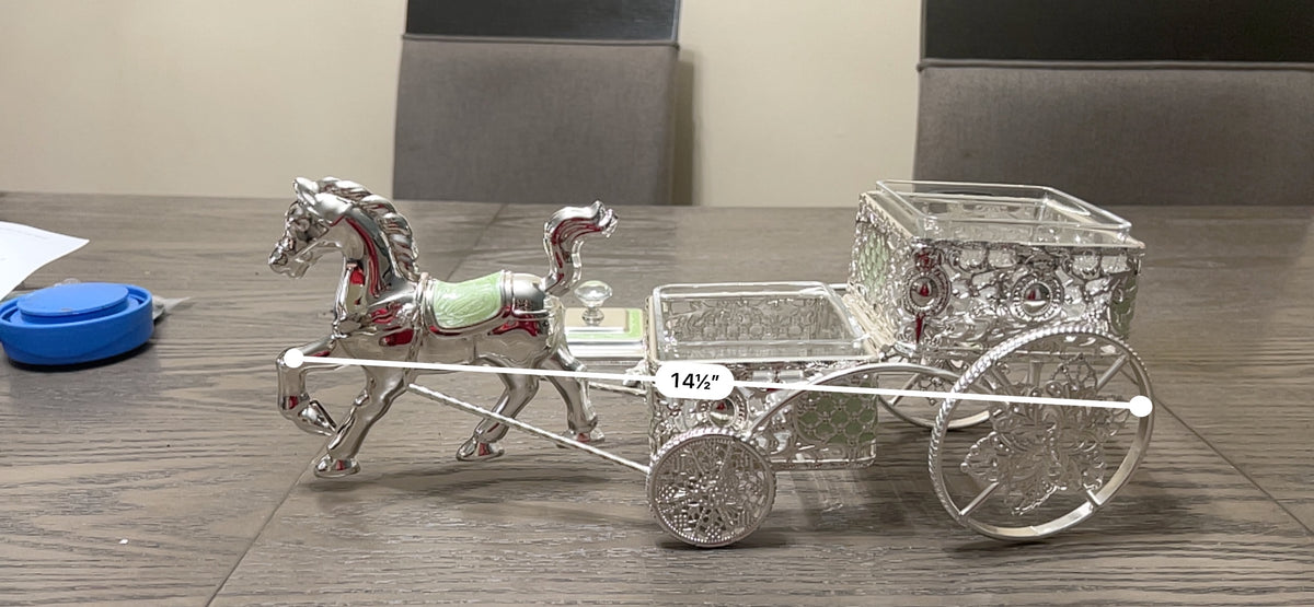 Horse & Carriage Serving Cart with Glass Bowls