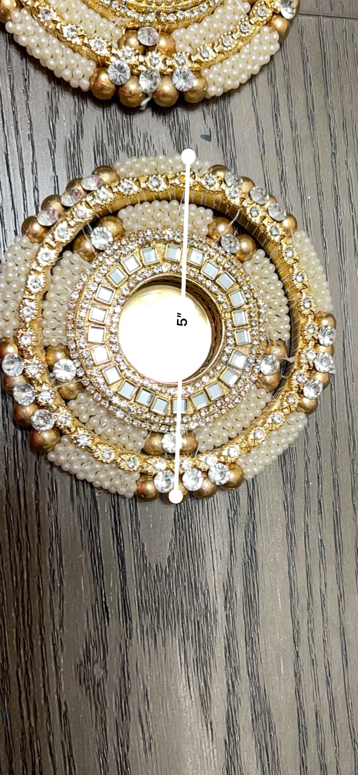 Kundan Pearl & Mirror Tealight Holder – Set of 2