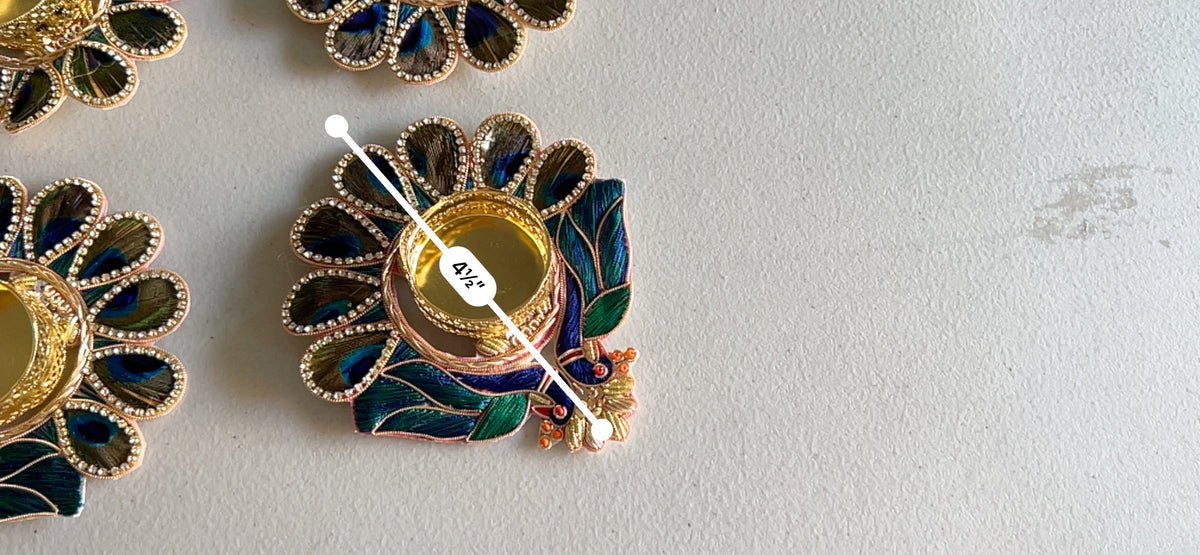Peacock Feather & Silk Thread Tealight Holder