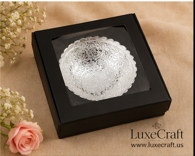 German Silver Floral Bowl & Spoon Set