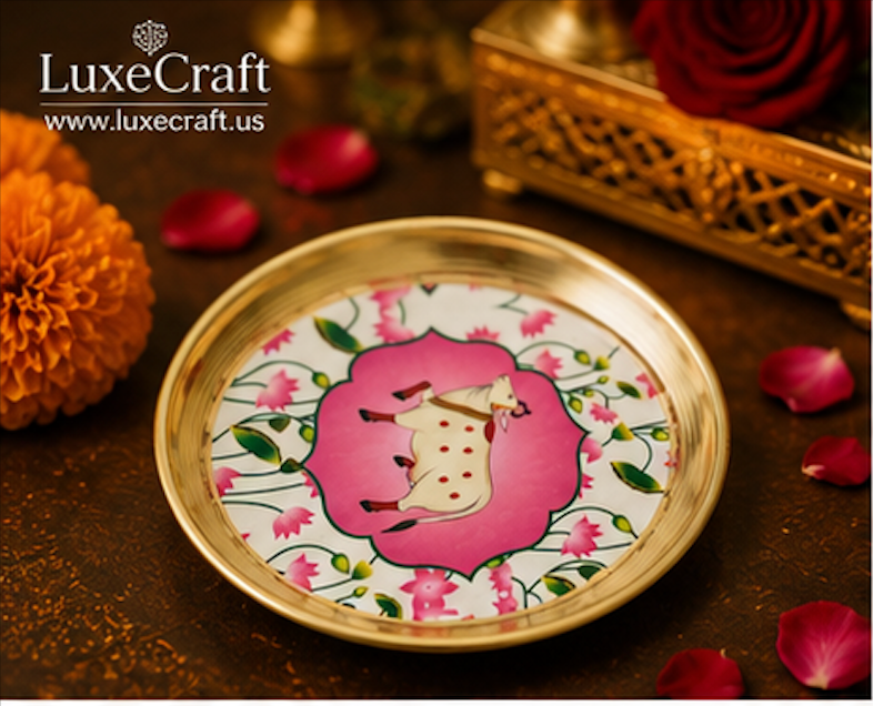 Brass Pichwai Kamdhenu Pooja Plate