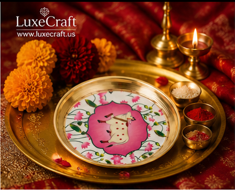 Brass Pichwai Kamdhenu Pooja Plate