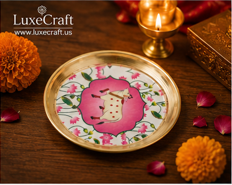 Brass Pichwai Kamdhenu Pooja Plate