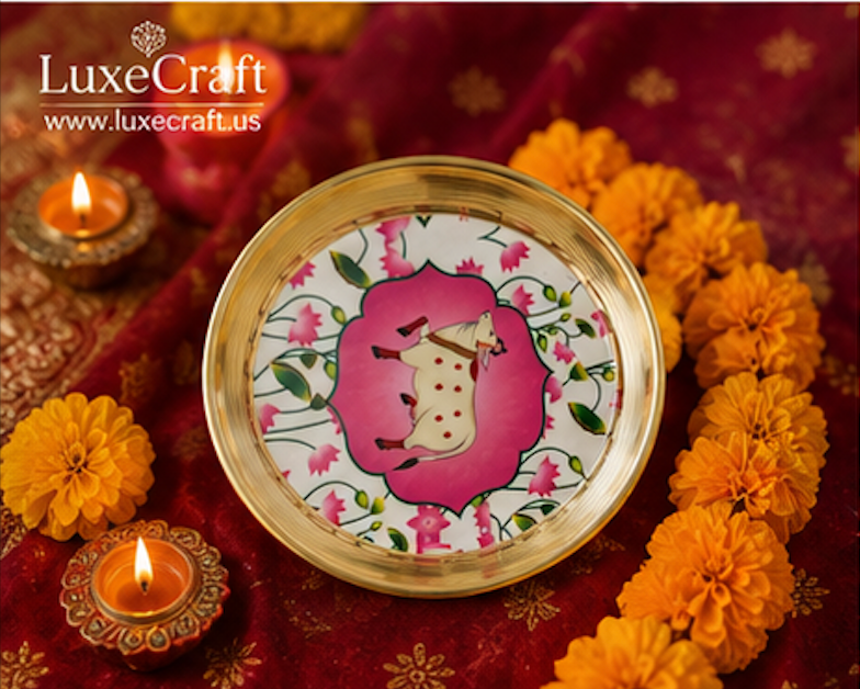 Brass Pichwai Kamdhenu Pooja Plate