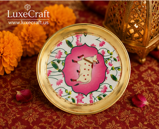 Brass Pichwai Kamdhenu Pooja Plate