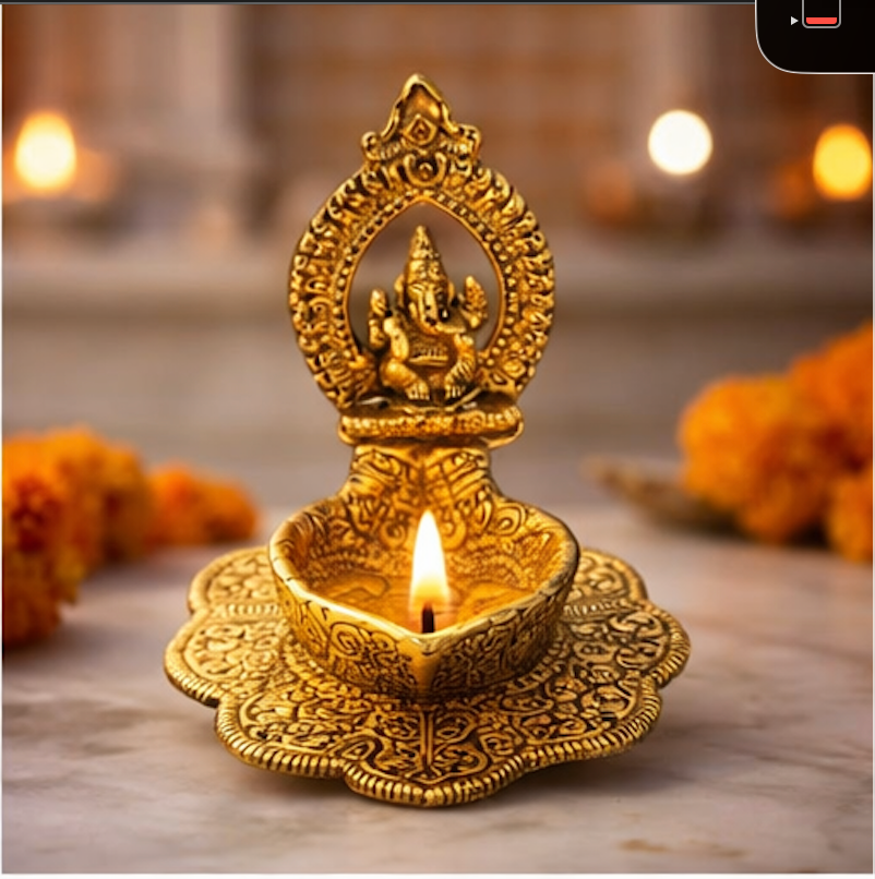 Divine Ganesha Brass Diya