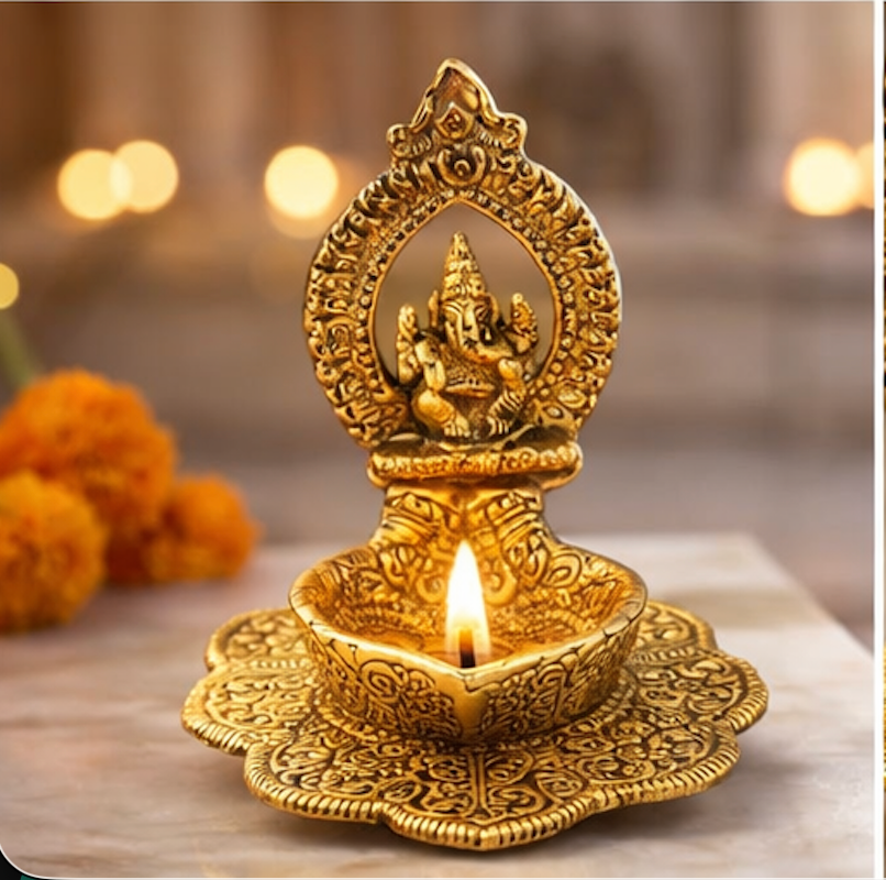 Divine Ganesha Brass Diya