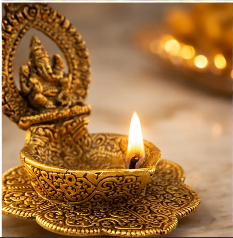 Divine Ganesha Brass Diya