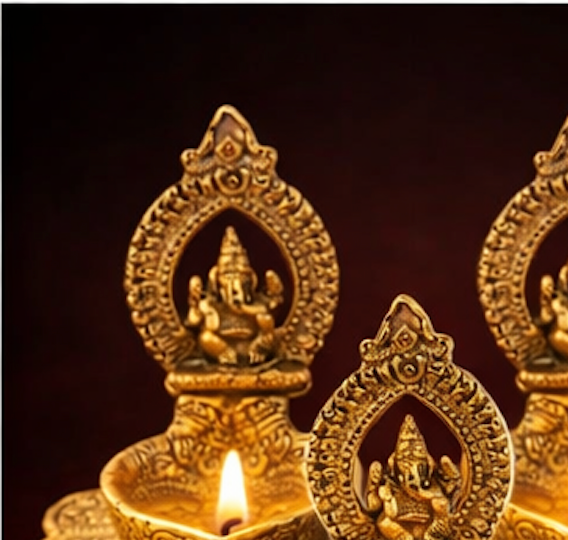 Divine Ganesha Brass Diya