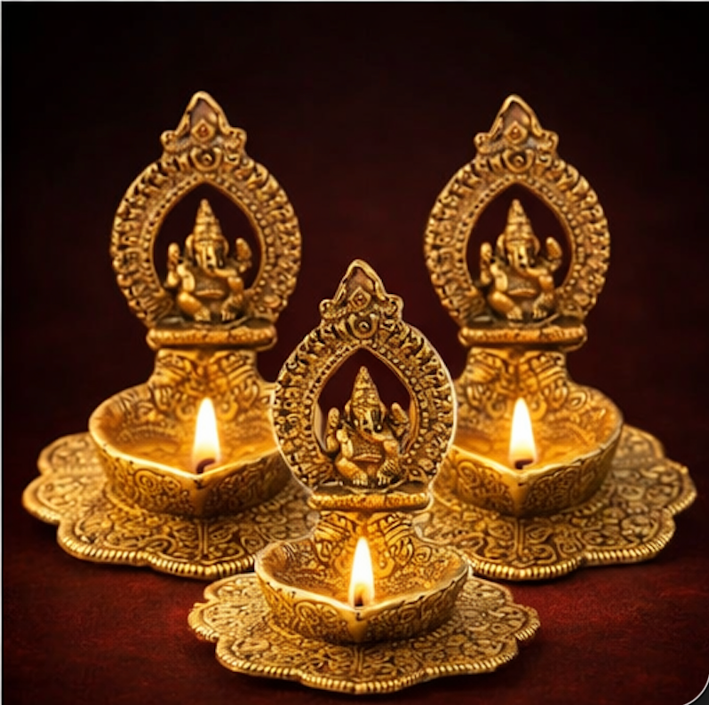Divine Ganesha Brass Diya