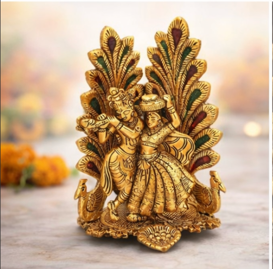 Radha Krishna Brass Idol – Eternal Love & Divine Harmony
